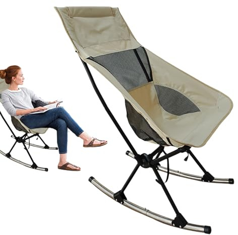 Sedia a dondolo pieghevole per esterni, con schienale alto in rete, struttura in tessuto Oxford, portatile, design ergonomico e traspirante, con comodo supporto per schienale, per picnic, giardino