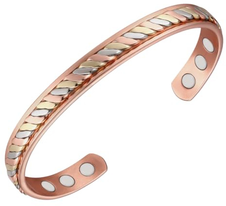 Vicmag koppararmband för kvinnor män magnetiska armband ultrastyrda magneter 99,9% solid ren kopparjusterbar storlek med presentförpackning (druvtricolor)