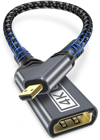 ziwodiv Micro HDMI vers HDMI Adaptateur, 4K@60Hz Micro HDMI Mâle vers HDMI Femelle, Ethernet 3D Arc HDR Adaptateur HDMI Compatible avec Raspberry Pi 5/4, Hero, Caméras, Yoga, ODROID