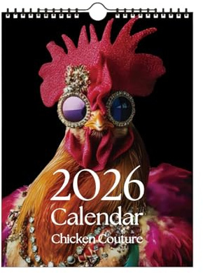 Calendario 2026 - Planificador mensual con diseño de gallinas - Calendario rústico de pared, para dormitorio, escuela, viajes, apartamento, dormitorio, hotel, aula y citas
