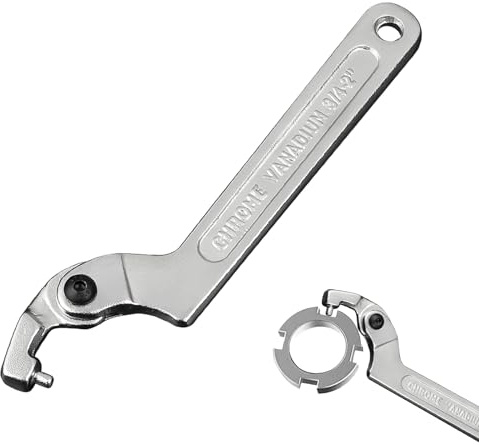 HECHKJ llave de gancho C ajustable 19–51 mm, llave inglesa pequeña compacta de acero cromo vanadio y acero al carbono, llave open-end adjustable wrench para mecánicos, taller, moto y coche