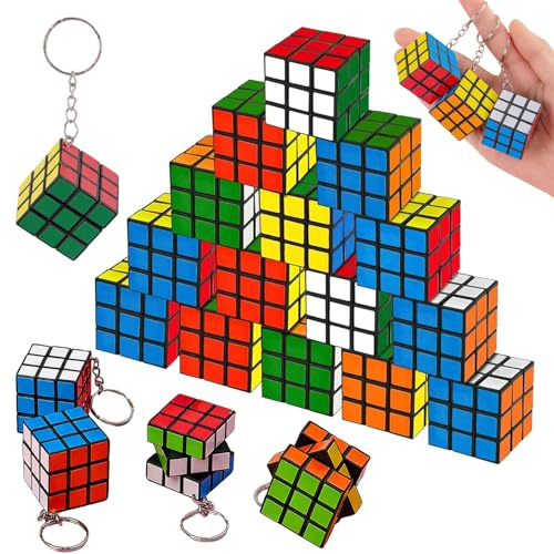 FAINCA 20 Piezas Speed Cube Llaveros Infantiles Llavero Cubo de 3x3 Mini