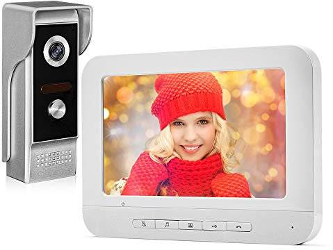 KDL Sistema de intercomunicador timbre de video Panel de monitor a color de 7 pulgadas con cámara de video de visión nocturna Interfonos Audio bidireccional 12 tonos para el hogar Apartamento Seguro