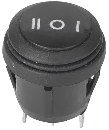 5 st 3-läges på/av/på rund växelströmbrytare svart, 3-polig brytare med låsbåt, 10A/125V 6A/250V, industriell strömbrytare för maskiner och utrustning