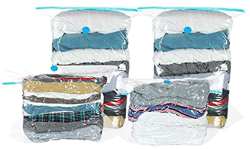CrazyLynX Cube Vacuum Storage Bags (Jumbo 4 Pack) 100x80x38cm Reusable Space Saver Bags, Double Zip Seal for Duvets, Clothes, Blankets for Travel and Home