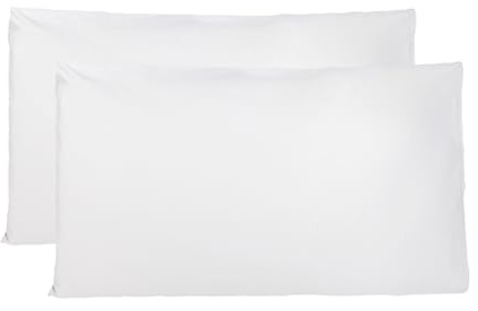 Coppia di Federe 100% Puro Cotone, Set di 2 Tessuti per Cuscino Letto, Chiusura a Busta, Tinta Unita, Misura Standard 50x80 CM