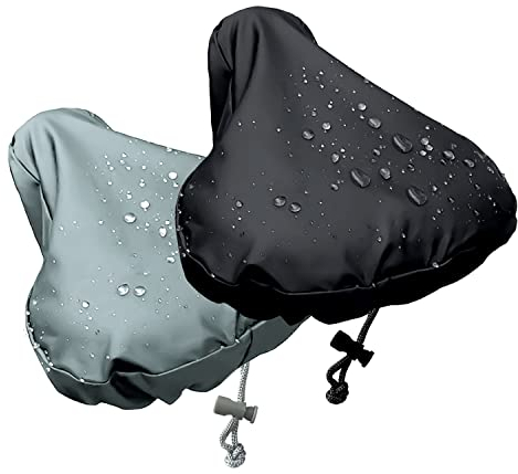 Arkham 2er Set Sattelbezug Wasserdicht Fahrrad, Fahrradsattelbezug überzug für Rennradsättel Mountainbike, Sattelbezüge Regenschutz (Schwarz & Graugrün)