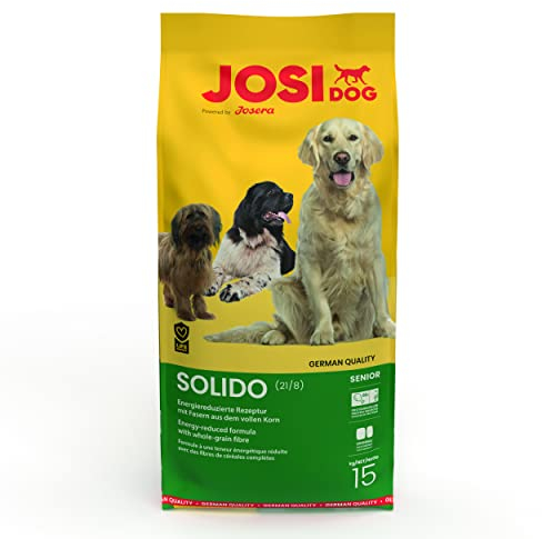 JosiDog Solido (1 x 15 kg) | Adult | Premium Trockenfutter für ausgewachsene ältere oder wenig aktive Hunde | leicht, ausgewogen & gut bekömmlich | Powered by JOSERA | Hundefutter | 1er Pack