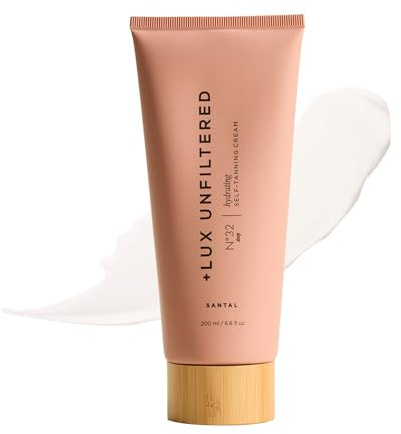+ Lux Unfiltered N°32 Deep Gradual Self Tanner, Hydrating Self Tanning Lotion with Shea Butter & Squalane - Non-Sticky, No Transfer, Natural-Looking Tan - Vegan & Cruelty-Free Sunless Tanner - Santal