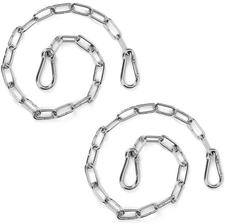 Asheyya 2PCS Stainless Steel Chain, 20 Inch Gate Chain Lock with Both-Ended. Security Door Chain Link for Outdoor Fences, Pet Cages, Cow Corral Supplies(Silver)