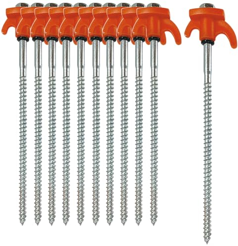 Funmo 10 Stück Zeltheringe,Heringe Erdnägel Stabil, 21cm Zeltheringe Sturmsicher, Schraubheringe Erdschrauben Heringe Camping Zeltbefestigung Heringe Für Zelt Sonnenschirm Wald, Wiesen, Gras, Sandbode