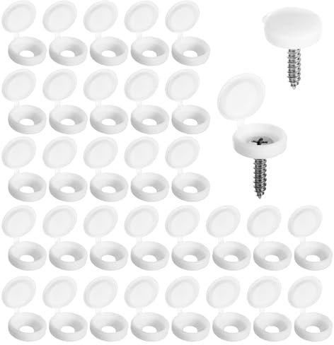 ZEYIYER 100 Stück Abdeckkappen für Schrauben, Schraubenabdeckung Weiss, Klapp Schrauben Abdeckkappen Kunststoff, Klappbare Abdeckung der Sicherungsscheibe zum Abdecken der Schraubenköpfe