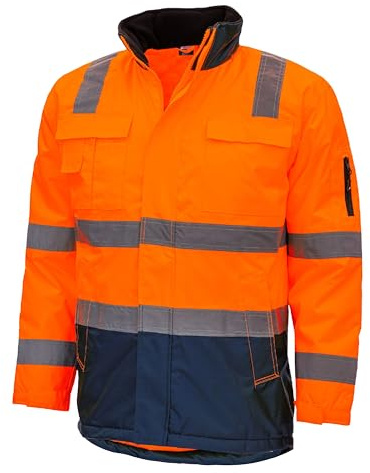 Nitras Parka de advertencia para hombre, resistente al agua y a la suciedad, con capucha extraíble en color amarillo y naranja, Warnorange, XXL
