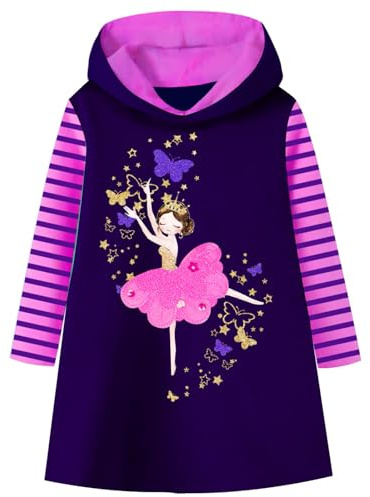VIKITA Sudaderas para niños Sudaderas con Bordado de Flores Vestido a Rayas Algodón Niña Lh7624 9-10niñas