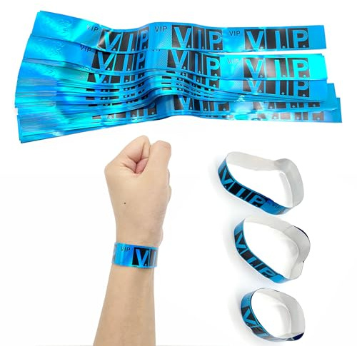 OHYER VIP Cinturini da Polso Bracciale Carta VIP Braccialetti di Identificazione con Fibbia Braccialetti d'Ingresso Impermeabili Per Il Controllo e Sicurezza Durante Gli Eventi Festival (Blu 100)