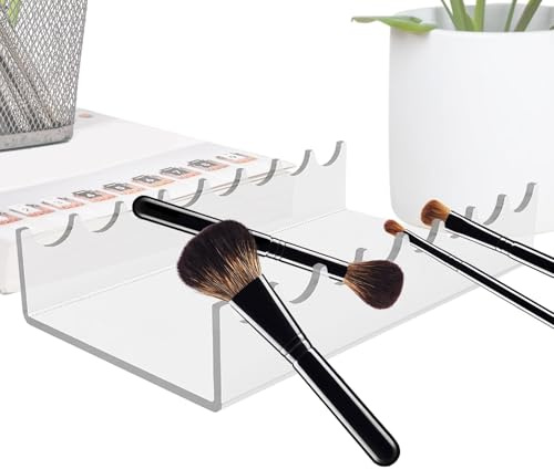 Estante de secado de brochas de maquillaje, soporte de exhibición de brochas de maquillaje acrílico, almacenamiento multifuncional para tocador, mesa, mostrador, dormitorio, estante