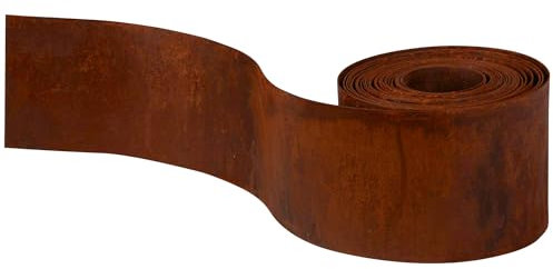 UNUS® Bordure de parterre en métal rouillé véritable 20 cm x 5 m – Bordure de pelouse rouillée pour délimitation de parterre – Bordure de jardin flexible résistante aux intempéries livrée déjà