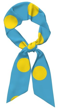 GONMFKM Cinta De Satén Con Estampado De La Bandera De Palaos Para Damas Y Niñas Estilo Retro Para El Pelo Para Bolso Para Bufanda Corbata Estrecha Y Fina Para El Cuello Pañuelo Largo
