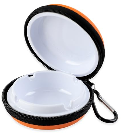 FEMONGY Portable Pocket Ashtray, Pocket Ashtray, Portable Pocket Ashtray, Pocket Butt Holder, Easy Open, Large Capacity, Suitable for Travel (Orange)