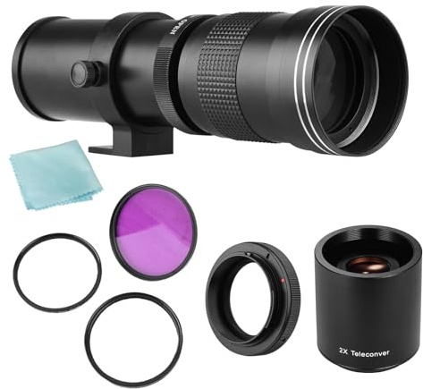 Yctze 420-800 Mm Supertelezoomobjektiv, CPL-filtersats, 2X Telekonverterobjektiv och Adapter för EF-monterade Kameror (Svart)