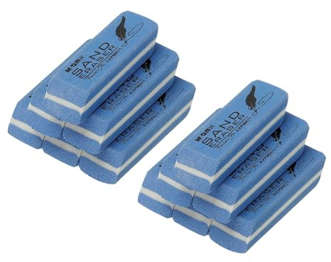 PATIKIL 12 Pcs Sand Erasers, Frosted Eraser Block Easy to Clean Durable Bulk for Gel Ink Ballpoint Fountain Pen Office, AXP96671, Blue