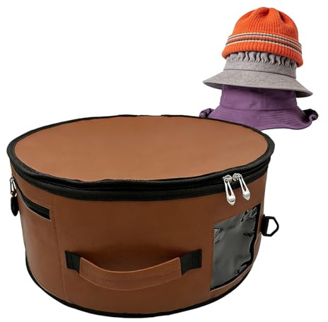 para sombreros de – 40,5 cm apilable, , plegable, tapa de piel sintética, forro de fieltro a prueba de polvo, bolsillo interno de malla, de transporte portátil, organizador