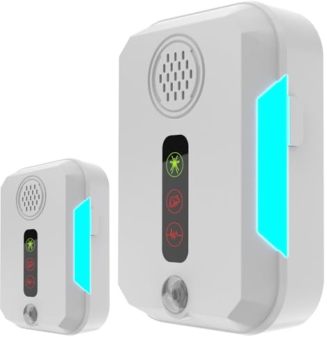 3T6B Ultraljud skadedjursmedel, elektriskt myggavvisande ultraljud, ultraljud mot myggor, mus, spindel, flugor, kackerlackor (2-pack)