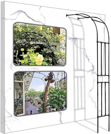 Hållbar svart metall trädgård pergola båge – halvbåge spaljé för klätterväxter och rosor väggmonterad utomhusdekor tillgängliga storlekar: B 200 x H 240 cm B 220 x H 240 cm B 240 x H 240 cm
