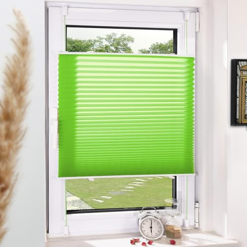 Grandekor Plissee Klemmfix ohne Bohren Grün 50x130cm(BxH) Plissees lichtdurchlässig Blickdicht Jalousien ohne Bohren Fensterrollo Klemmrollos Sonnenschutz Sichtschutz Faltrollo Rollos für Fenster