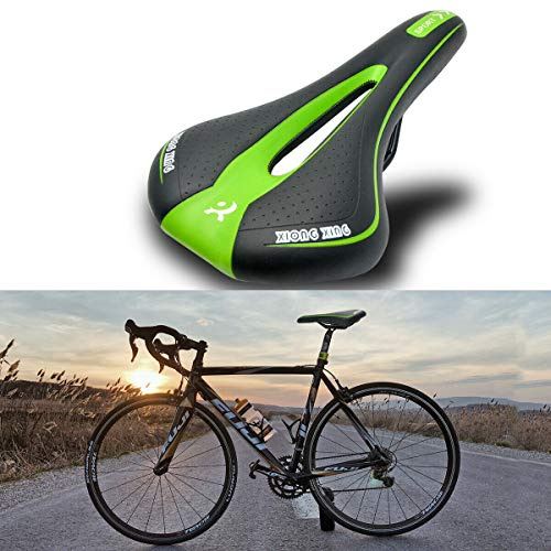HugeAuto - Sillín de bicicleta de montaña, gel cómodo y suave para hombres y mujeres, apto para bicicleta de montaña MTB, bicicleta de carretera, 27,5 x 14,5 cm (largo x ancho).