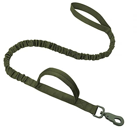 Tactical Dog Leash,Elastic Dog Leash Heavy Duty Nylon Leads Rope W/2 Control Handle for Medium Large Dogs