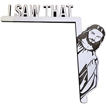 Tianbi Kreative lustige Heimdekoration, Jesus I Saw That, lustiger Jesus-Türhänger, Holzschild, Eck-Bücherregal, Geschenk, 21,5 x 17 cm