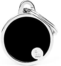 My Family Targhetta identificativa per cane Made in Italy, cerchio nero piccolo, collezione Basic Handmade
