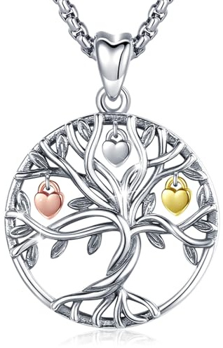 Eusense Colgante Árbol de la Vida Plata 925 Collar Familia Regalo Joyería para Mujer Niñas
