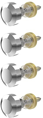 FOCMKEAS 4 PCS 25mm(0.98) Mirror Screws, Brass Decorative Caps Cover Fasteners, Metal Mirror Nails, Polished Beveled Silver Lid (Bright Silver)