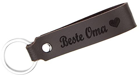 Tidero Schlüsselanhänger Leder mit Gravur Beste Oma, beidseitig | Großmutter Großeltern Geschenk für Oma Geburtstag | 100% Handmade in Germany (versch. Farben)