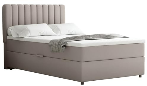 PANDA MÖBEL Homesy Everest Boxspringbett 120x200 cm, Doppelbett inklusive Matratze und Topper, Polsterbett mit Bettkasten, Komfortables Boxspringbett für das Schlafzimmer, modern und stilvoll