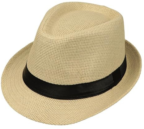 Sombrero Panama Unisex Sombrero Fedora Trilby Sombrero de Paja Sombrero Sol de Verano Beach Sun Cap Sombrero Copa Gorra de Jazz para Hombre Mujer Niño (FR/ES, Letras, M, Beige)