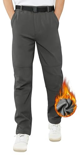 ATLASLAVA Skihose Herren Winter Softshellhose Wasserdicht Winterhose Warm Outdoorhose Wanderhose Schneehose Gefüttert Trekkinghose Eisengrau XL
