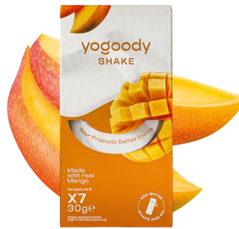 YOGOODY Probiotic Yogurt Shake Real Mango - 7x 30g Pack, High Protein, High Fibre, Low Fat - Daily Probiotic - Weekly Pack