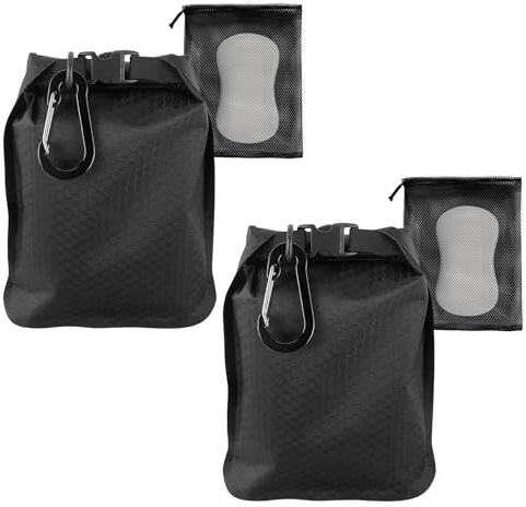 SHYSBV 2 Pack Travel Soap Bag Waterproof Leakproof, Black | Waterproof Leakproof, Soap Bar Case with Foaming Mesh Pouch and Carabiner, Quick Drying Soap Box, For Travel Camping, Outdoor