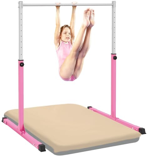 EVERYMILE Gymnastics Bar for Kids Ages 3-15 for Home - Steady Steel Construction, Anti-Slip, Easy to Assemble, 3' to 5' Adjustable Height