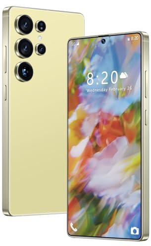 Smartphone S26 Ultra 5G débloqué, 16Go de RAM 1To de ROM, Android 14.0, Appareil Photo Zoom 72/108 Mpx, écran HD 7,3, Batterie Longue durée 8 000 mAh, Double SIM 5G, Stylet intégré,Gold-1TB