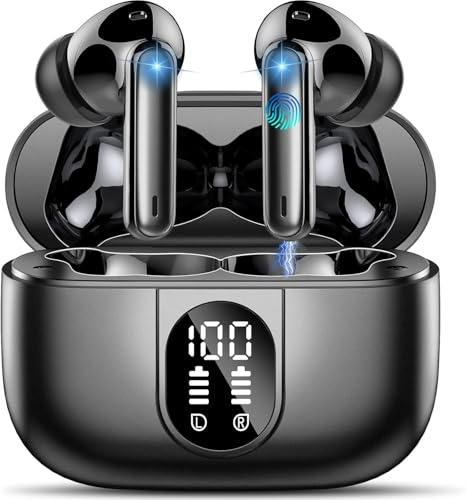 Csasan Wireless Earbuds, Bluetooth 5.3 Headphones In Ear with 4 ENC Noise Cancelling Mic, 2026 Mini Deep Bass Stereo Ear Buds, 40H Playtime Bluetooth Earphones, IP7 Waterproof Earbuds, Black