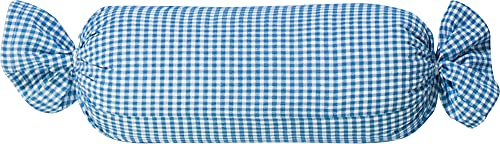 Erwin Müller Seersucker Nackenrollenbezug karo blau-weiß Größe 40x15 cm Ø - für die warme Jahreszeit, bügelfrei, schnell trocknend, mit Bindeband