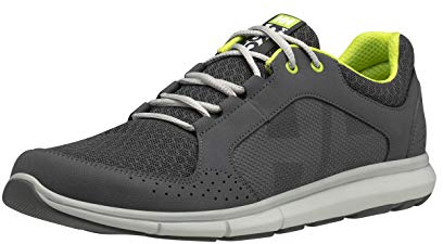 Helly-Hansen Ahiga V4 HP Boat Shoes for Men - Breathable, Lightweight, and Hard-Wearing Textile with EVA Cushion Midsole and Rubber Traction Outsole, 964 Charcoal/Ebony/Light Grey/Azid Lime - 10