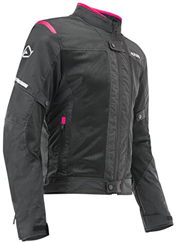 Acerbis 0023745.723.066 Ramsey Vented Chaqueta De Moto para Mujer, Color Negro/Rosa, L