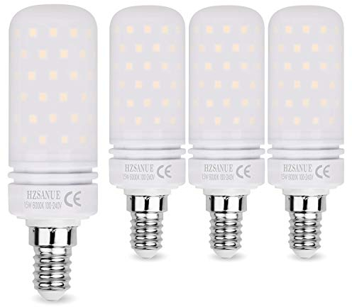 HZSANUE Lampadine LED 15W, 120W Lampadine a Incandescenza Equivalenti, 1500Lm, 6000K Luce Bianca Fredda, E14 Vite Piccola Edison, Confezione da 4