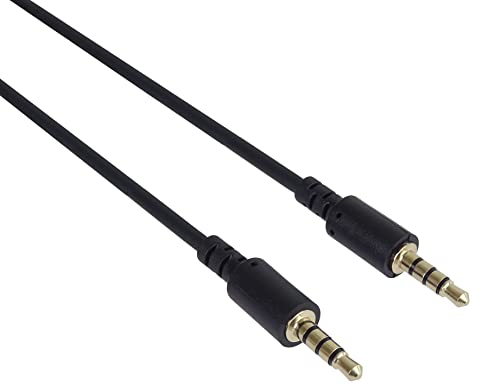 PremiumCord Cable Jack de 3,5 mm de 4 Pines, para Transmisión de Audio Y Voz, Permite El Uso de Un Micrófono, Cable de Conexión Aux Headphone Audio, M/M, Longitud 0,5 m