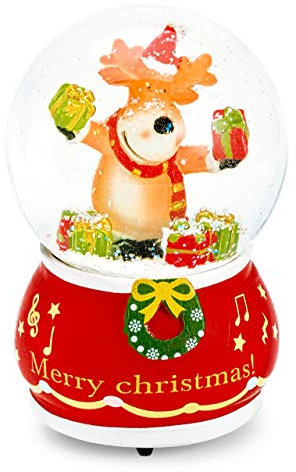 Mousehouse Gifts - Palla di neve natalizia con melodia musicale Rudolph, globo musicale in vetro per la gioia della famiglia